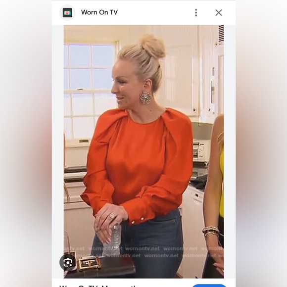 ZARA Orange Satin Blouse With Voluminous Sleeves Sz: Large - Picture 6 of 7